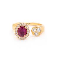 UNHEATED BURMESE RUBY AND DIAMOND RING