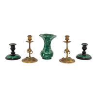 A Group of Five Malachite Table Articles