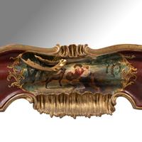 A Venetian Rococo Style Polychrome Painted and Parcel Gilt Mirror