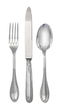 An Italian Silver Flatware Service, Ricci & Co., Alessandria, Impero pattern, comprising: 12 dinner knives 12 dessert knives 12 dinner