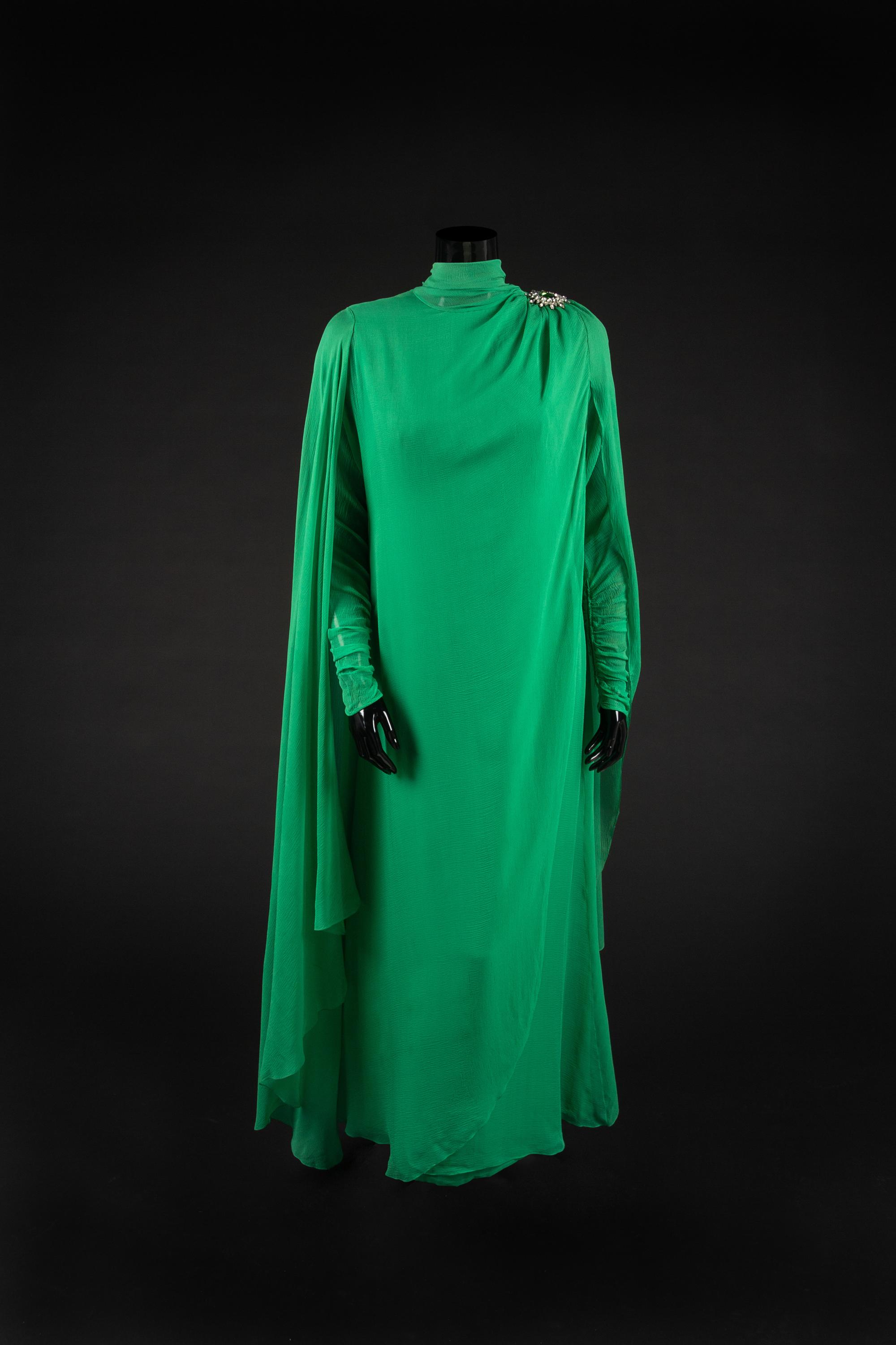 Dress and Shoes,1986. Dress design by Paul Zastupnevitch and made by Western Costume Company in Los Angeles — Worn by Olivia de Havilland for the Cesars in 1986 when she presented a Cesar d’Honneur to Bette Davis.