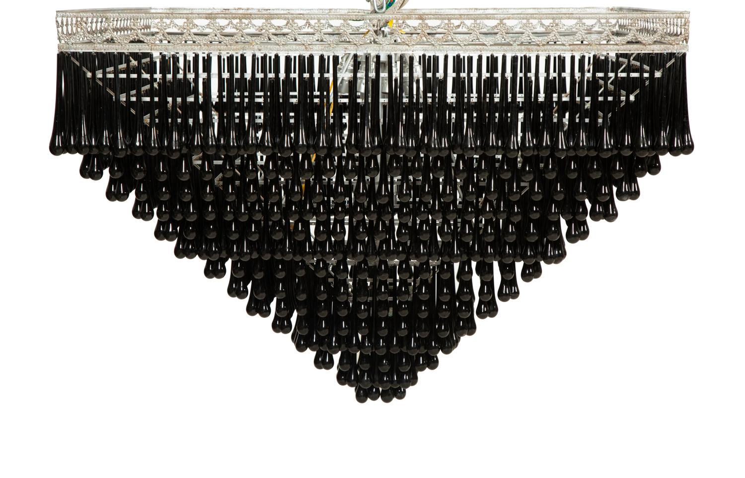 A Black Murano Glass Pyramid Chandelier