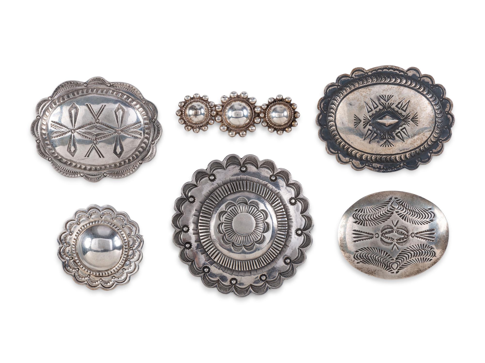 Navajo Silver Belt Buckle AND Pins / Broches