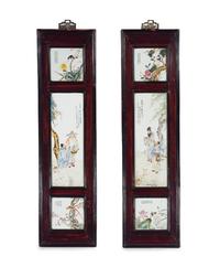 A Pair of Chinese Famille Rose Porcelain Hanging Panels