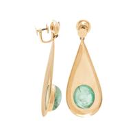 YELLOW GOLD AND GREEN BERYL EARCLIPS
