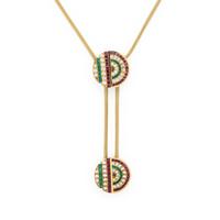 Diamond, Ruby, Emerald, and Yellow Gold Necklace