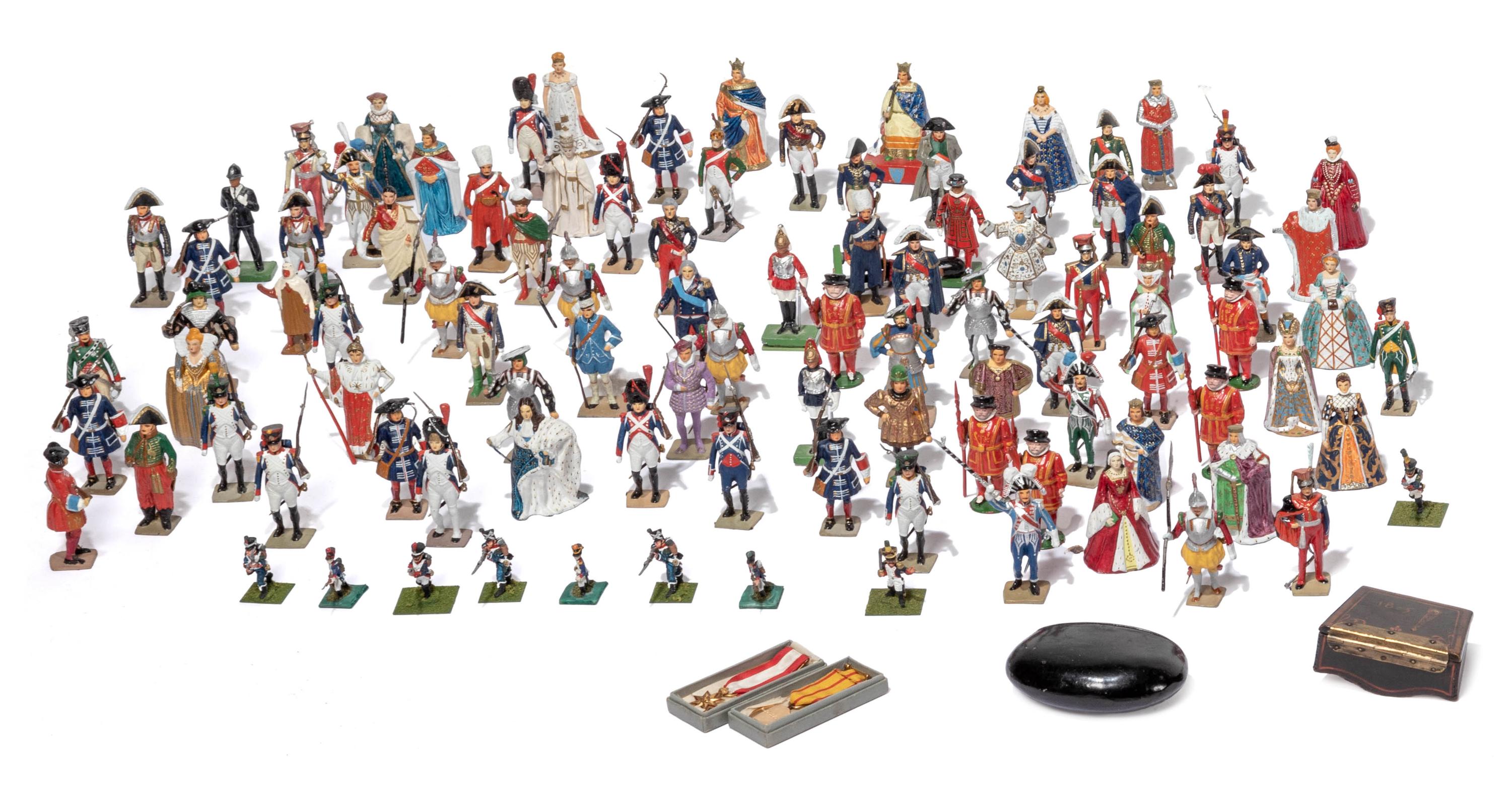 A Collection of Miniature Lead Soldiers in a Louis XV Style Vitrine Table