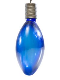 [AMERICANA]. Cobalt blue hand grenade fire extinguisher.