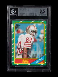 A 1986 Topps Jerry Rice Rookie Football Card No. 161 (BGS 8.5 NM-MT+)