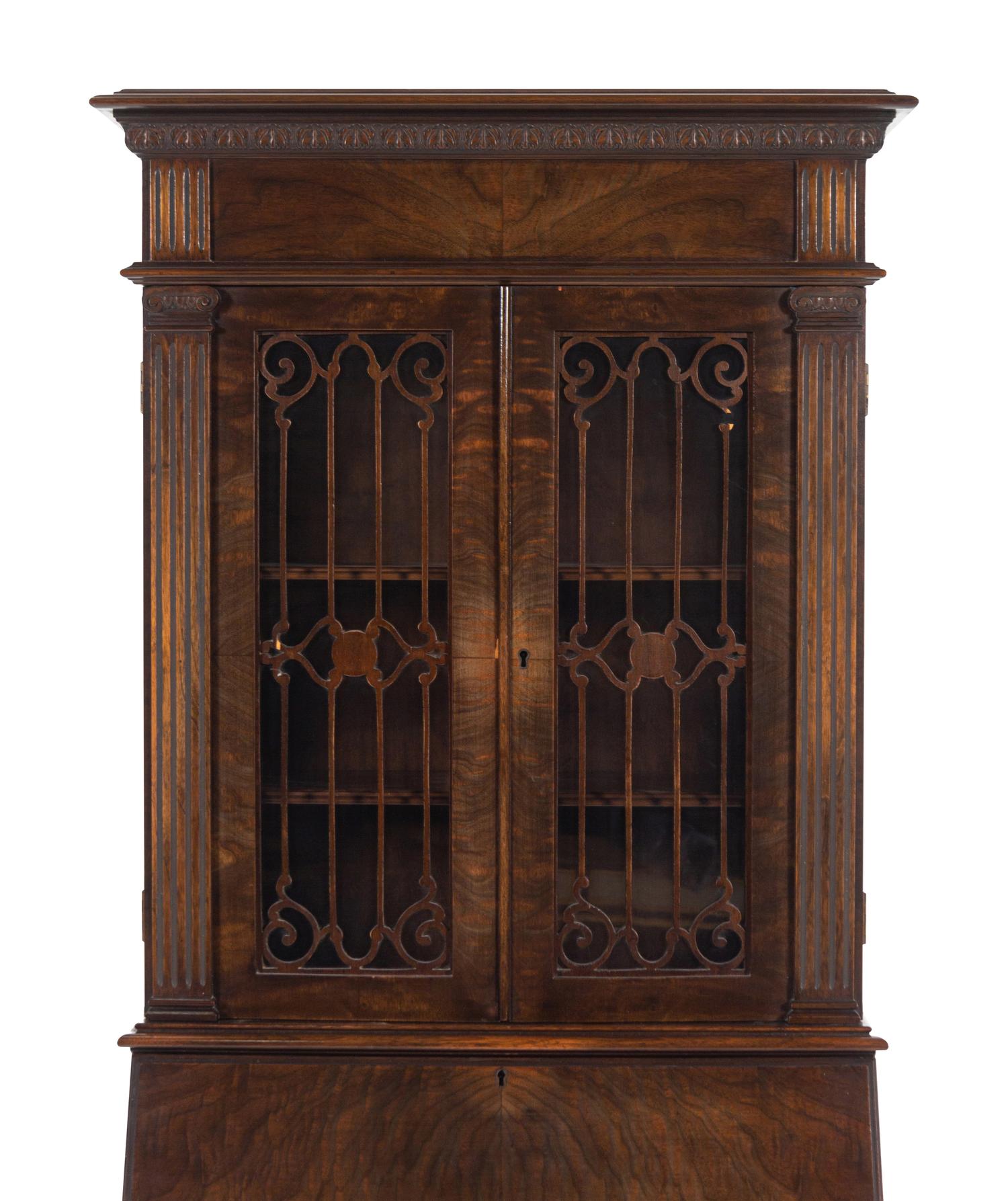 A William and Mary Style Walnut Secretary Bookcase