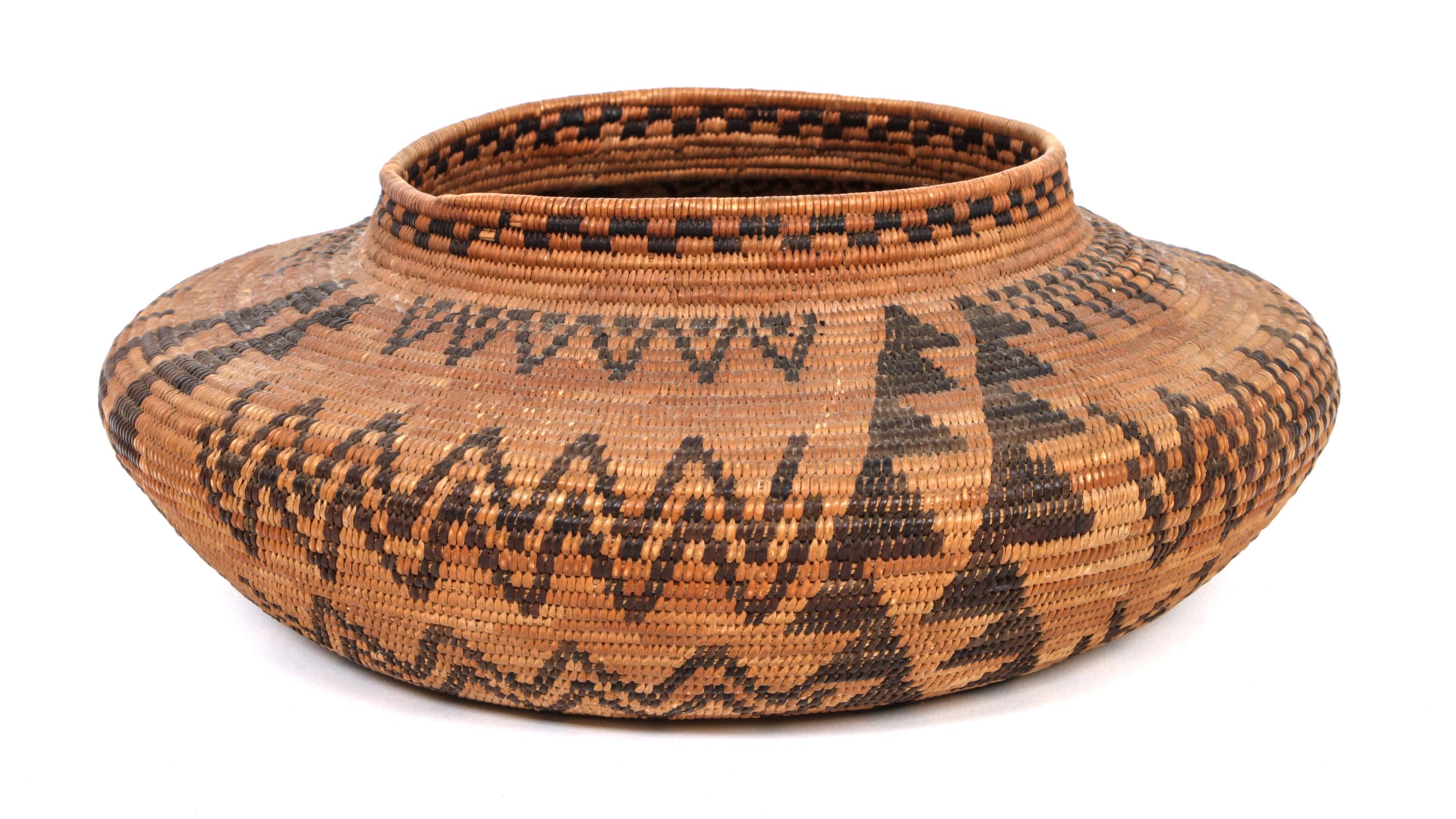 A Yokut Basket Height 2 3/4 x diameter 9 inches