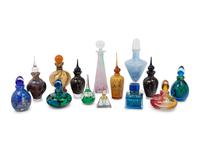 Thirteen Primarily Murano Glass Perfume Bottles