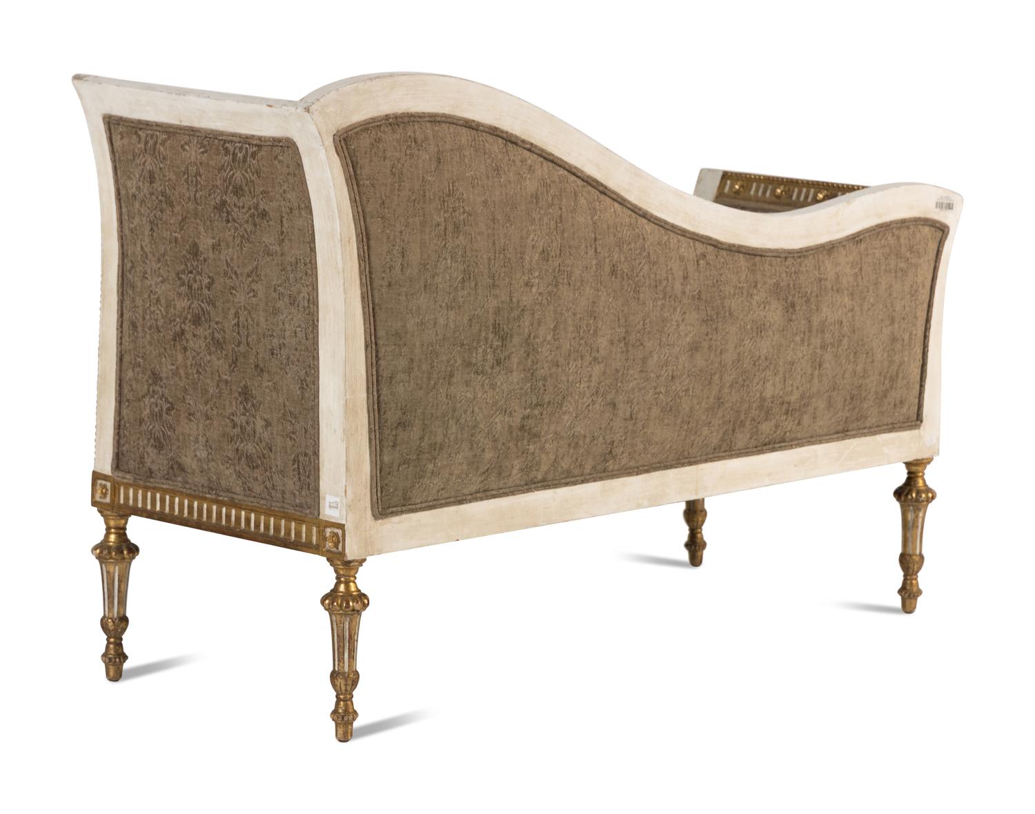 A Neoclassical Style Painted and Parcel Gilt Settee