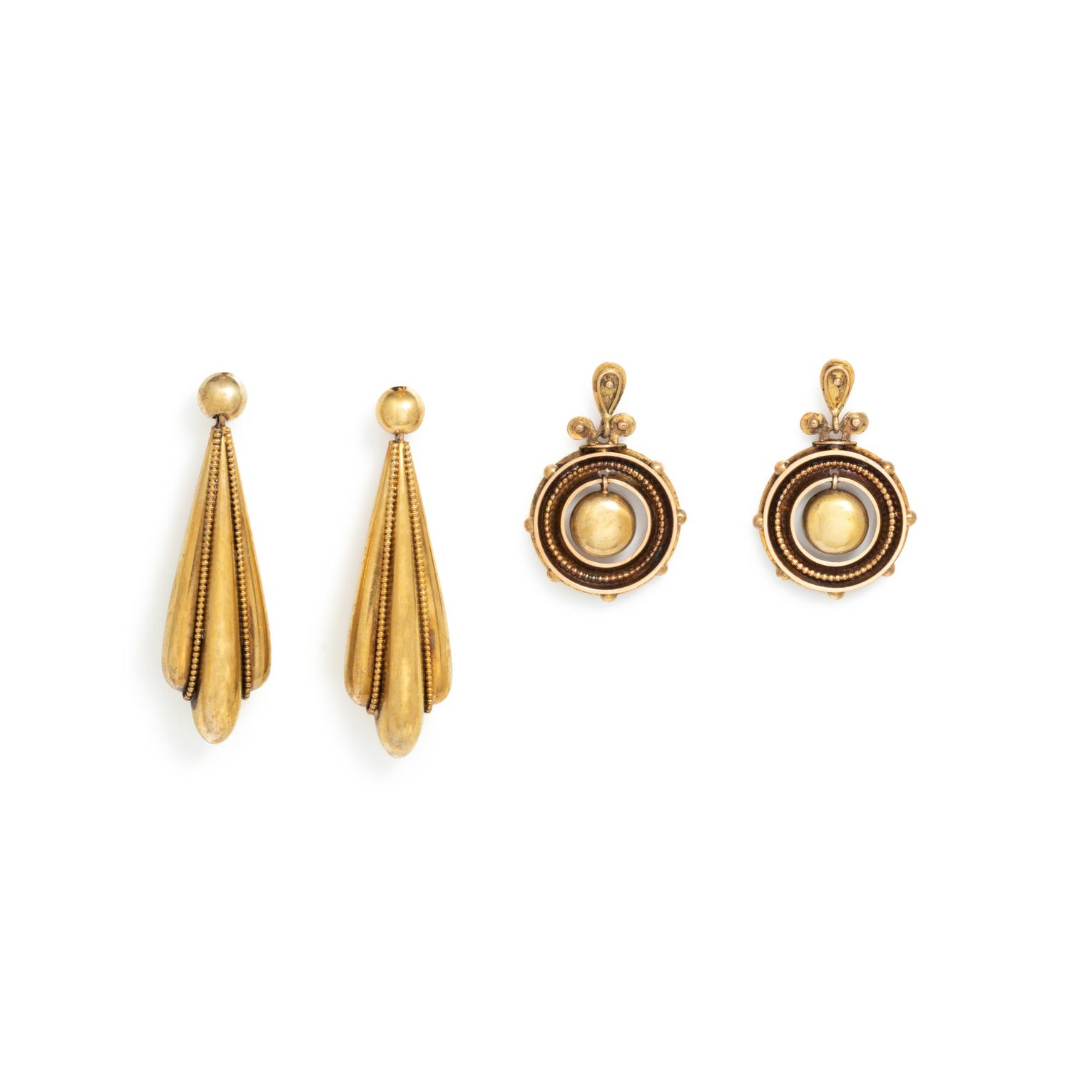 COLLECTION OF ANTIQUE GOLD EARRINGS