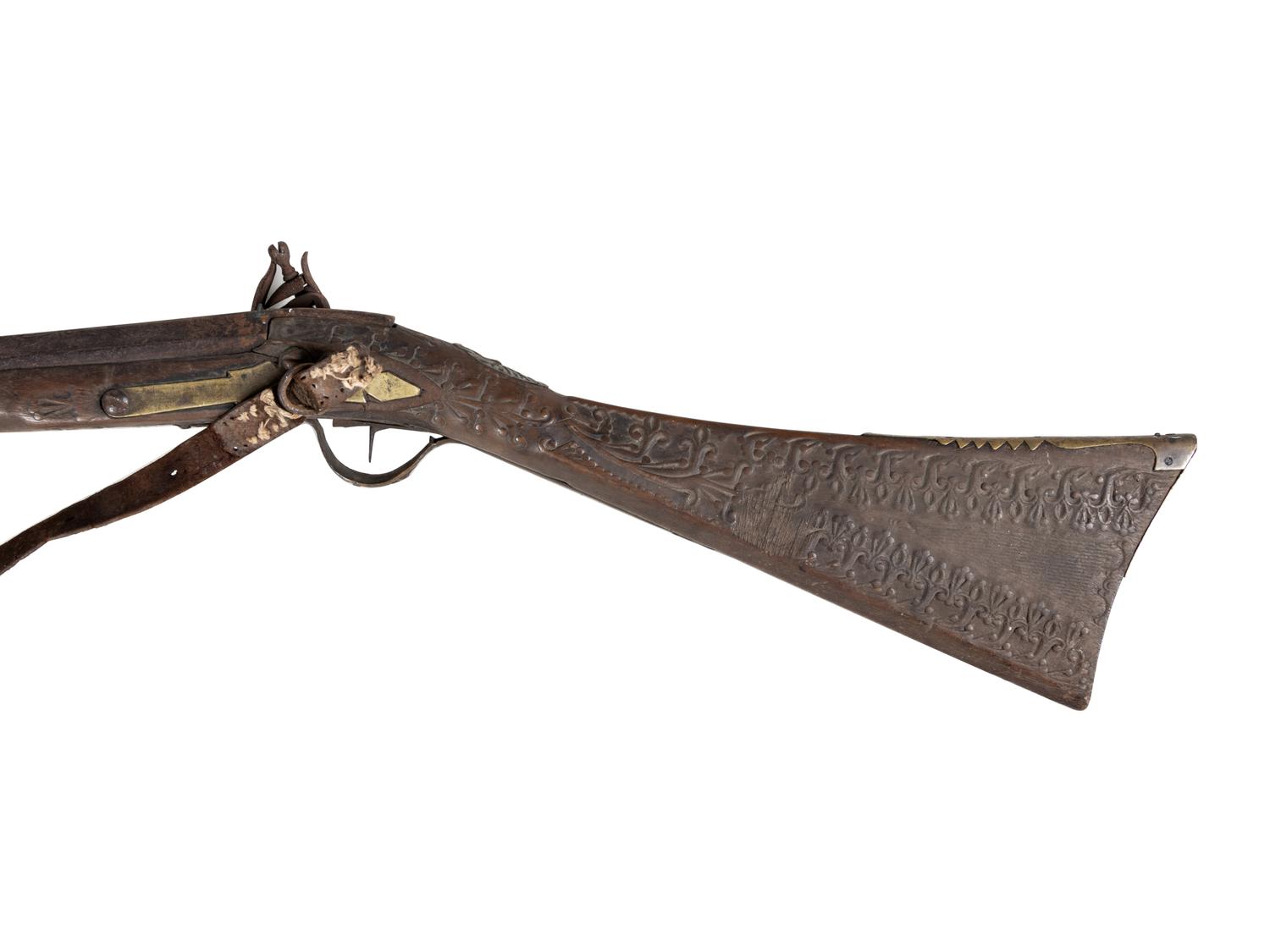 An Egyptian or Near Eastern Metal Inlaid Flintlock Rifle