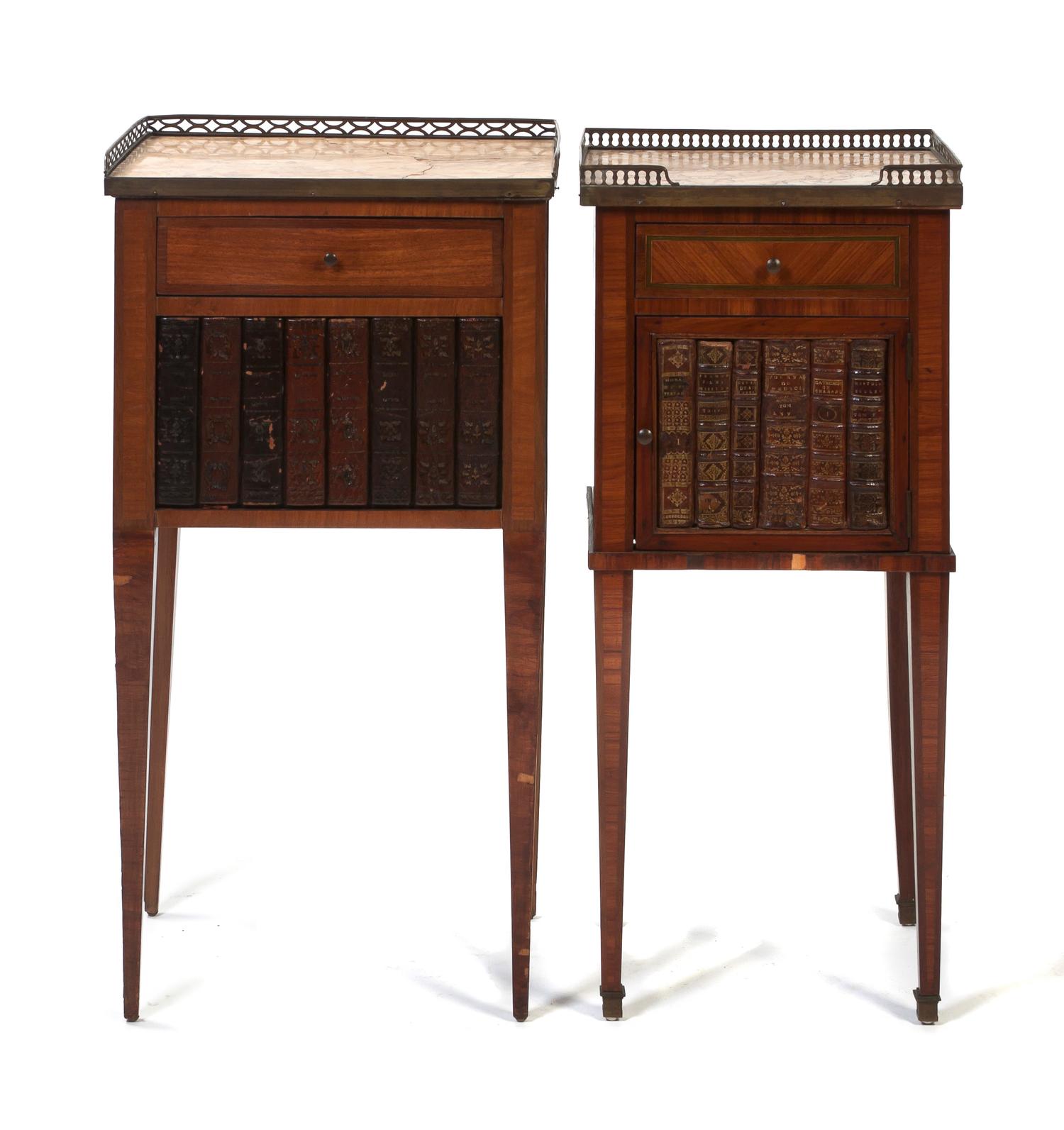Two French Walnut Side Tables, Height 30 x width 13 1/2 x depth 10 1/2 inches.
