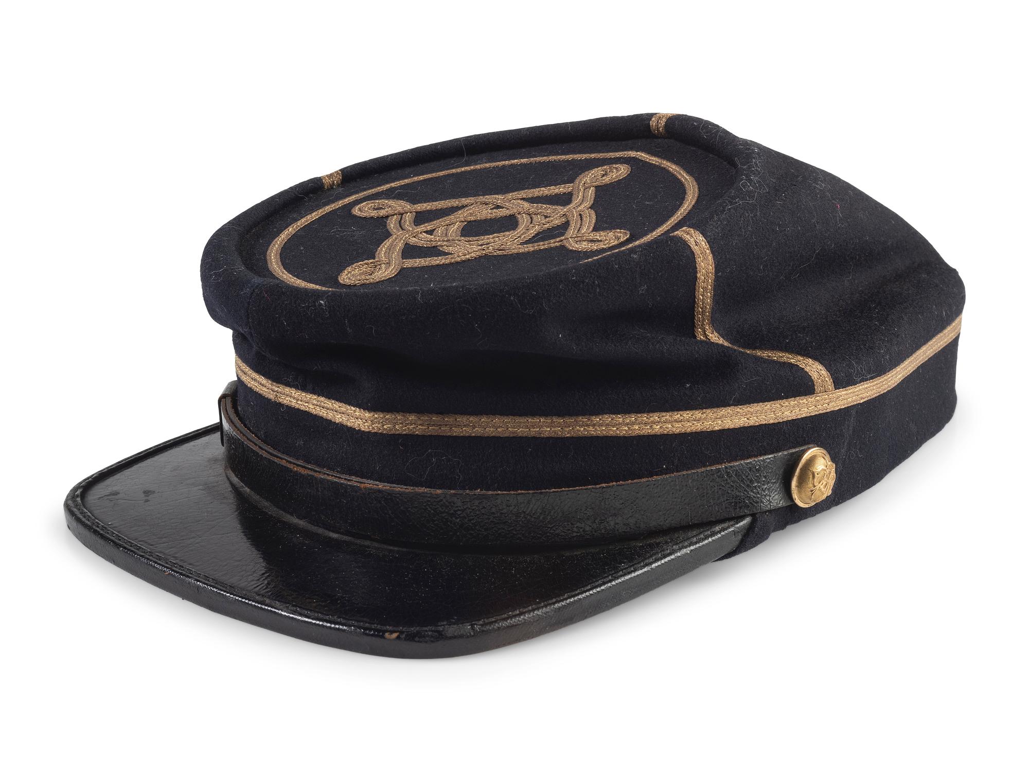 Private Jacob H. Perine, Company E, 4th Michigan Infantry, WIA twice at Gettysburg. A collection of items, incl. GAR dress cap, ribbons, and buttons.