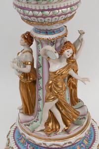 A Large German Porcelain Figural Centerpiece