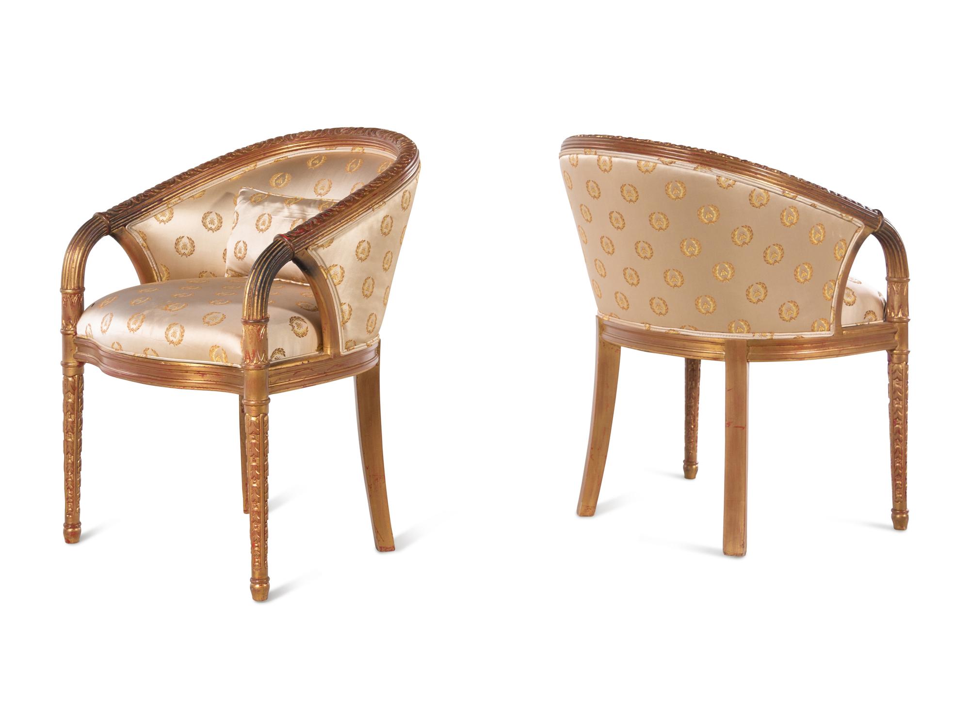 A Pair of Giltwood Armchairs