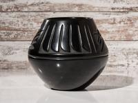 Carved Blackware Pottery Jar
