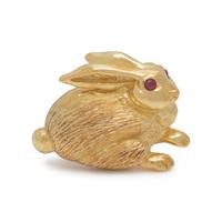 YELLOW GOLD RABBIT BROOCH