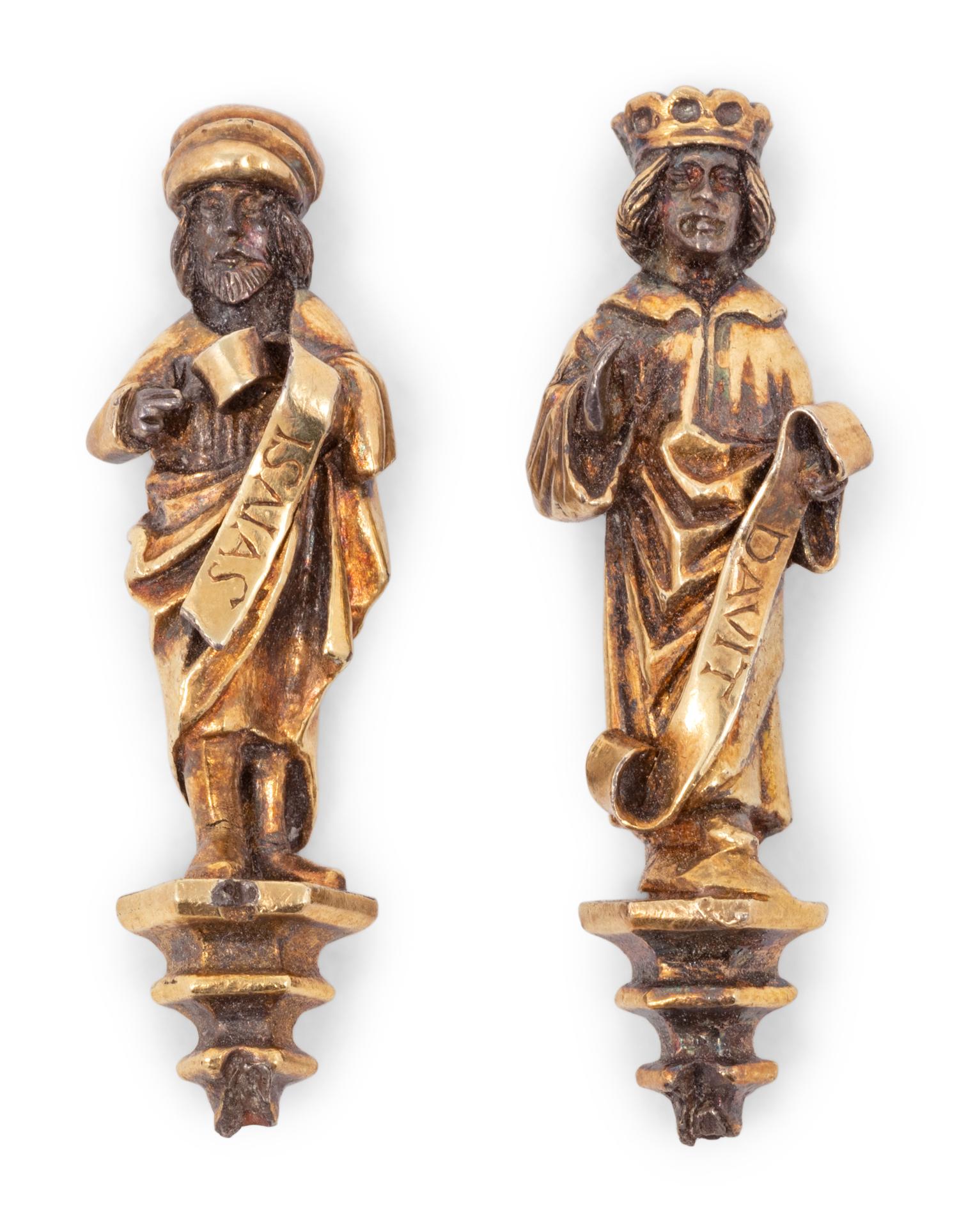 A Pair of German or Swiss Silver-Gilt Figures of David and Isaiah