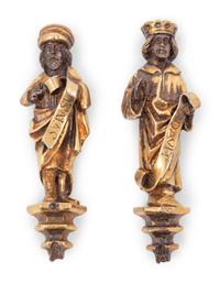 A Pair of German or Swiss Silver-Gilt Figures of David and Isaiah