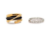 CONVERTIBLE BICOLOR GOLD, DIAMOND AND ONYX RING