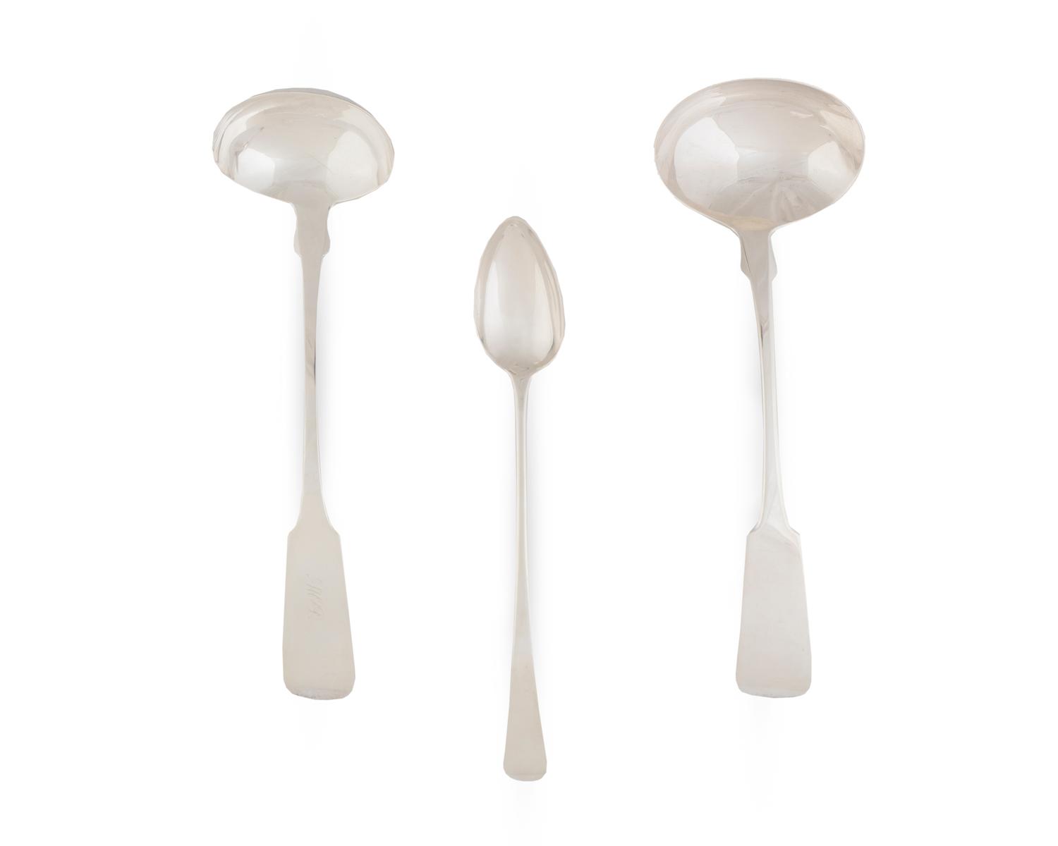 Three Large Silver Serving Spoons — 19TH CENTURY