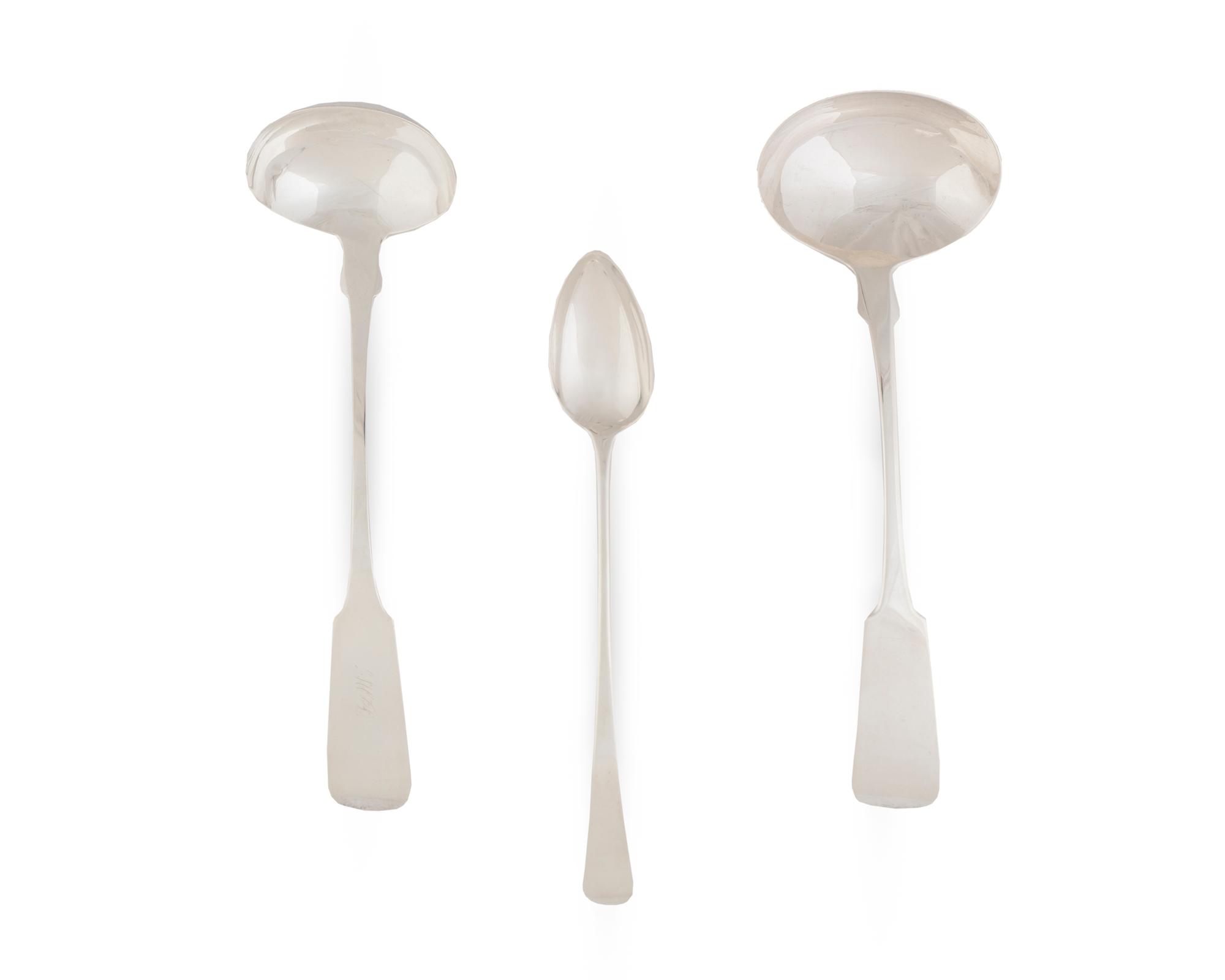 Three Large Silver Serving Spoons — 19TH CENTURY