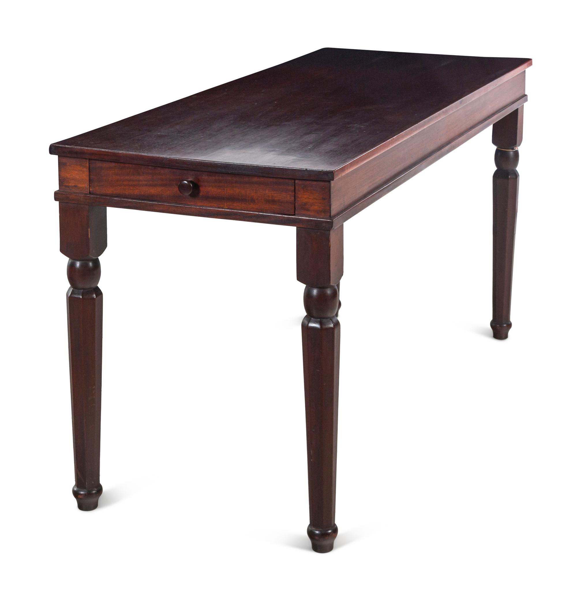 An English Mahogany Work Table with Drawer Ends