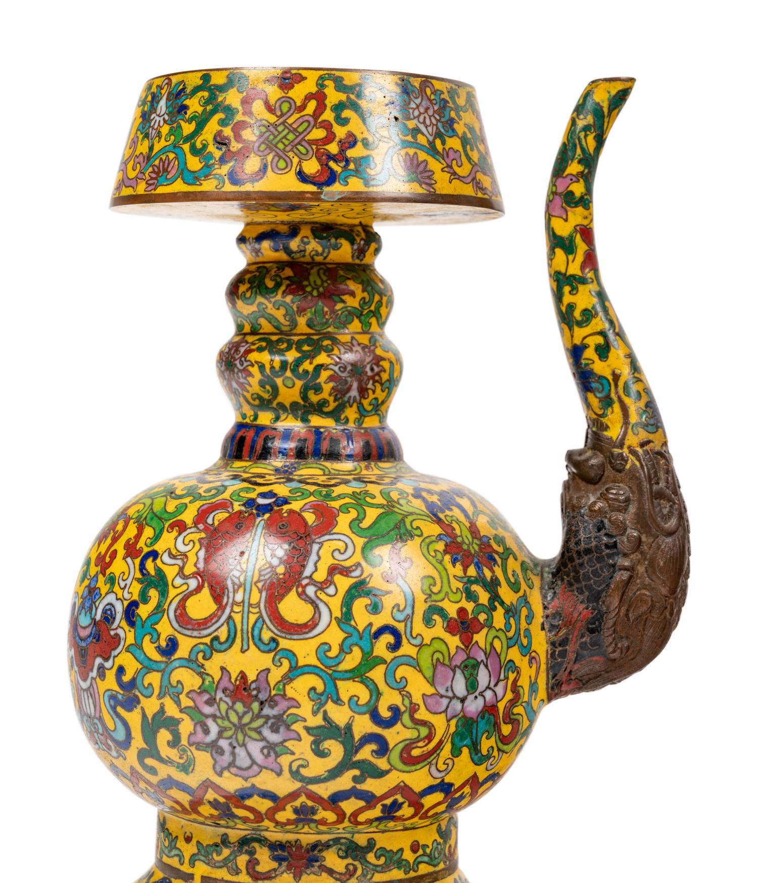 Three Chinese Cloisonné Enamel Vases and a Chinese Champlevé Vase