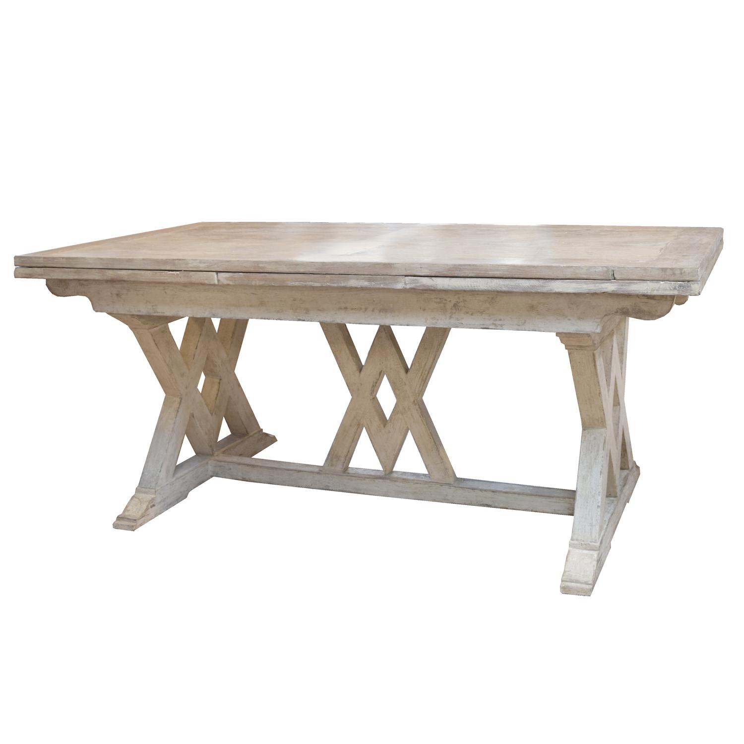A Painted Draw Leaf Trestle Table 78.5" W x 37" D x 33" H — Italy, 20th Century