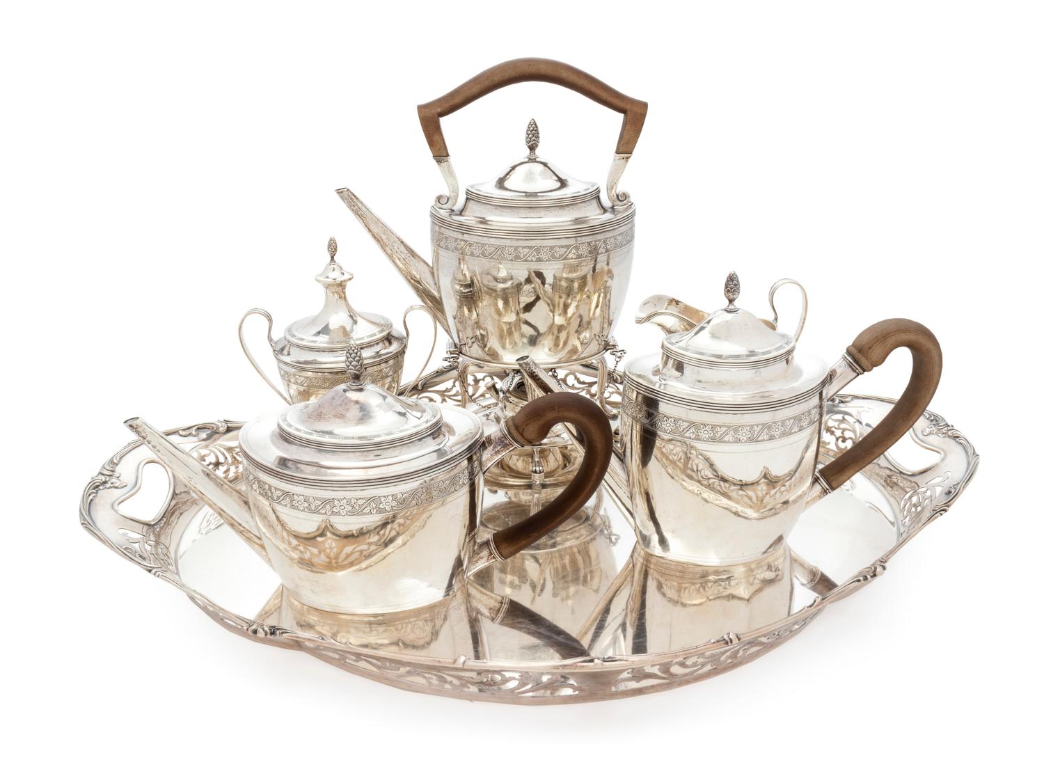 An American Silver Five-Piece Tea and Coffee Service — Gorham Mfg. Co., Providence, RI