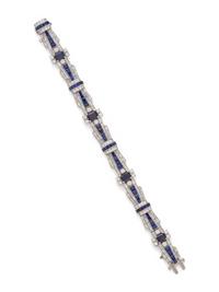OSCAR HEYMAN, SAPPHIRE AND DIAMOND BRACELET
