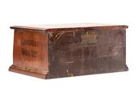 A Corticelli Spool Silk Stenciled Tabletop Spool Cabinet