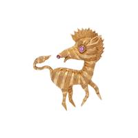 CARTIER, YELLOW GOLD AND RUBY ZEBRA BROOCH