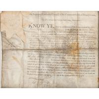 FRANKLIN, Benjamin (1706-1790). Partly printed document signed (“B. Franklin”), as President of the Supreme Executive Council of Pennsylvania, 6 August 1787.