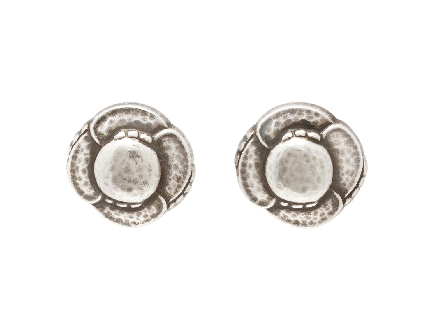 GEORG JENSEN, STERLING SILVER NECKLACE AND CLIP EARRINGS
