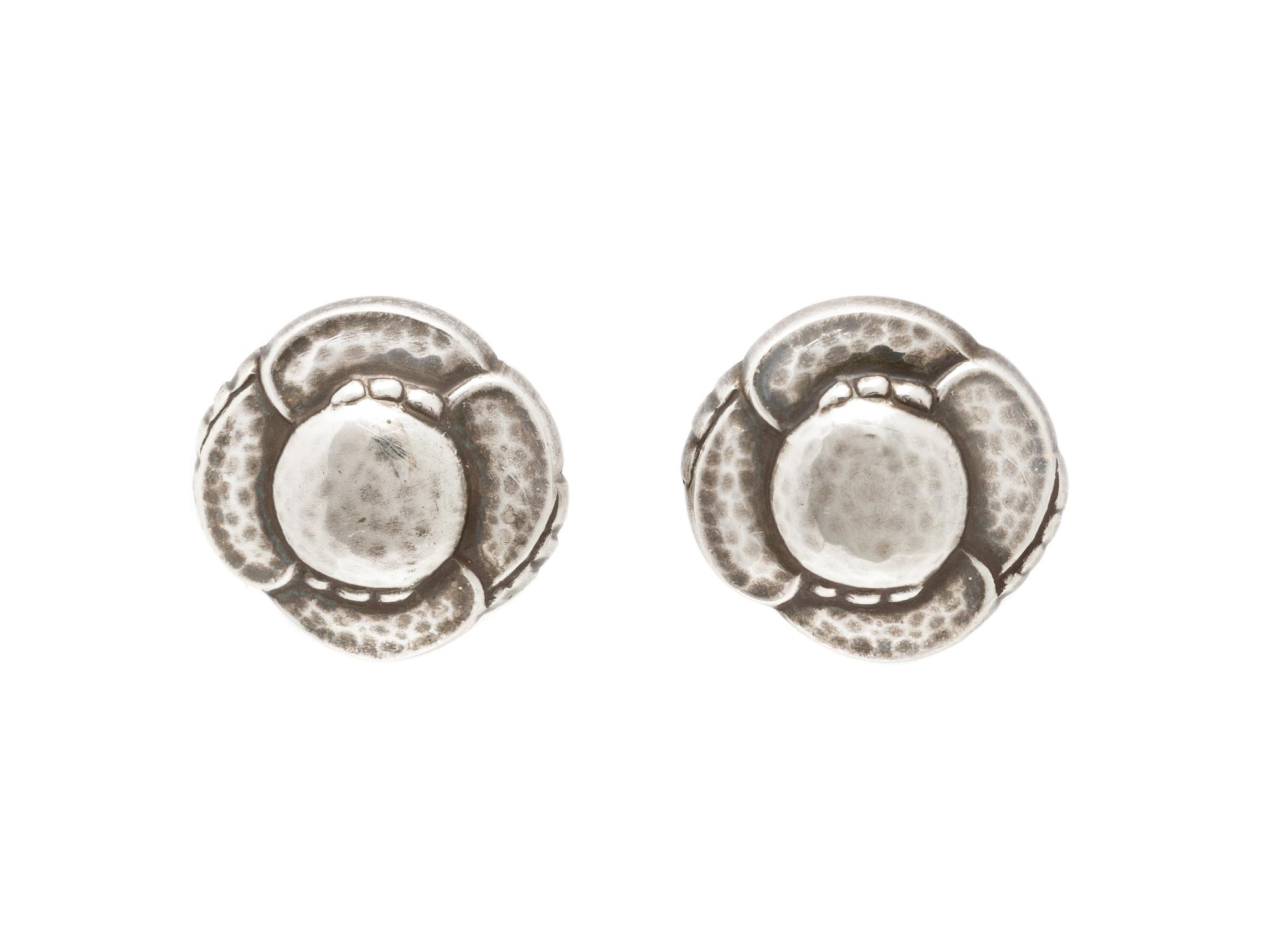 GEORG JENSEN, STERLING SILVER NECKLACE AND CLIP EARRINGS