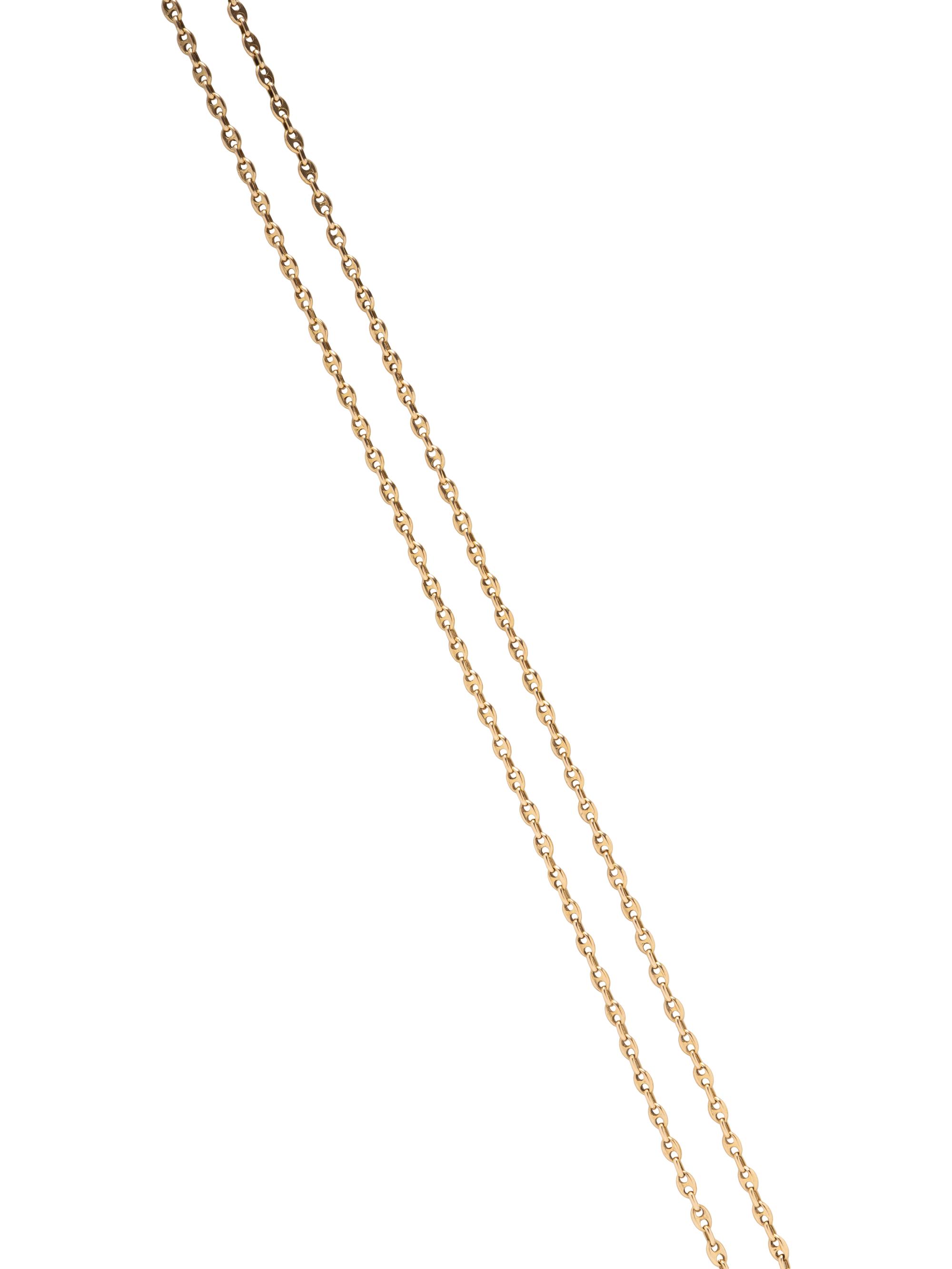 YELLOW GOLD FANCY MARINER LINK LONG CHAIN NECKLACE