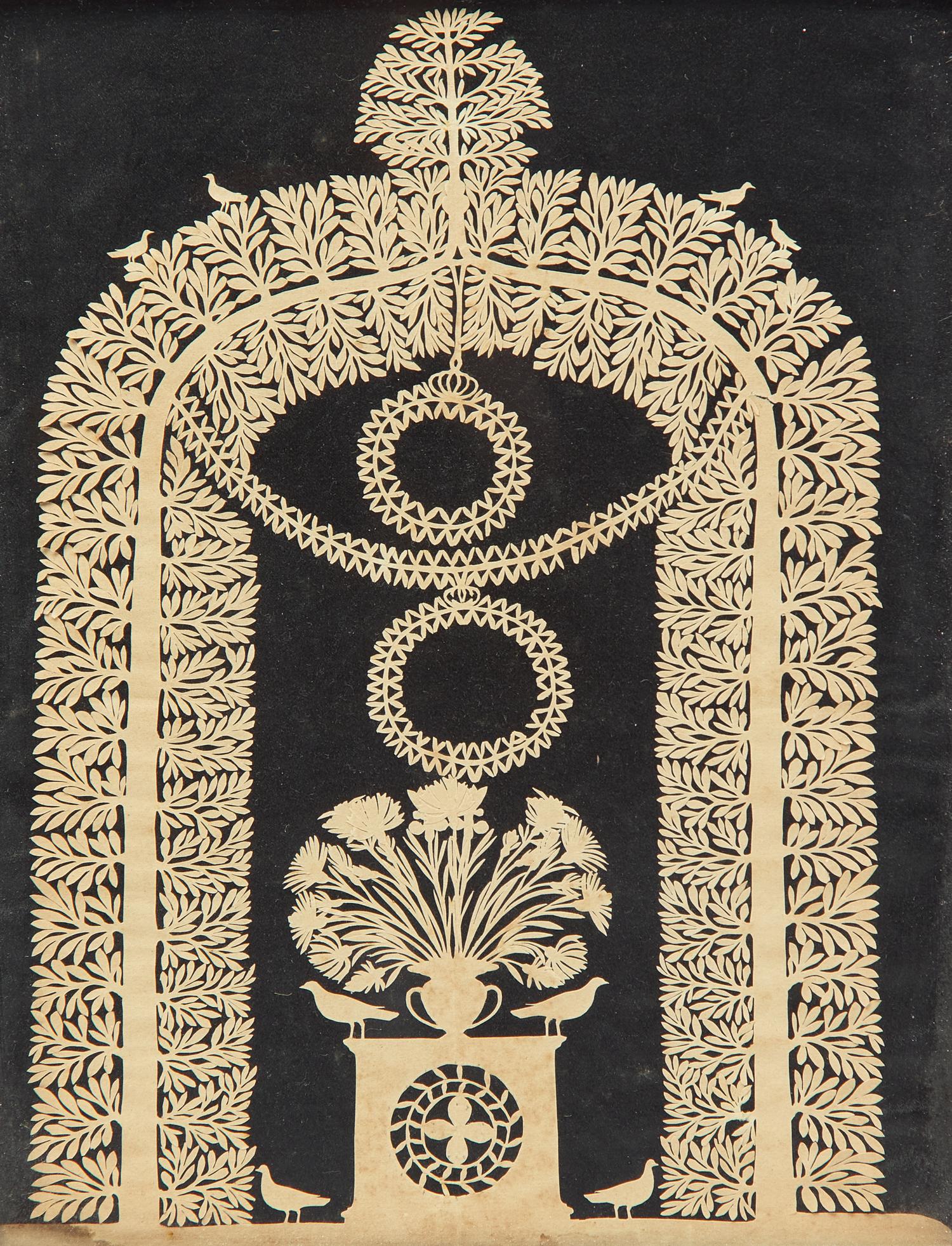 American School 19th Century, A Scherenschnitte Picture of an Arbor