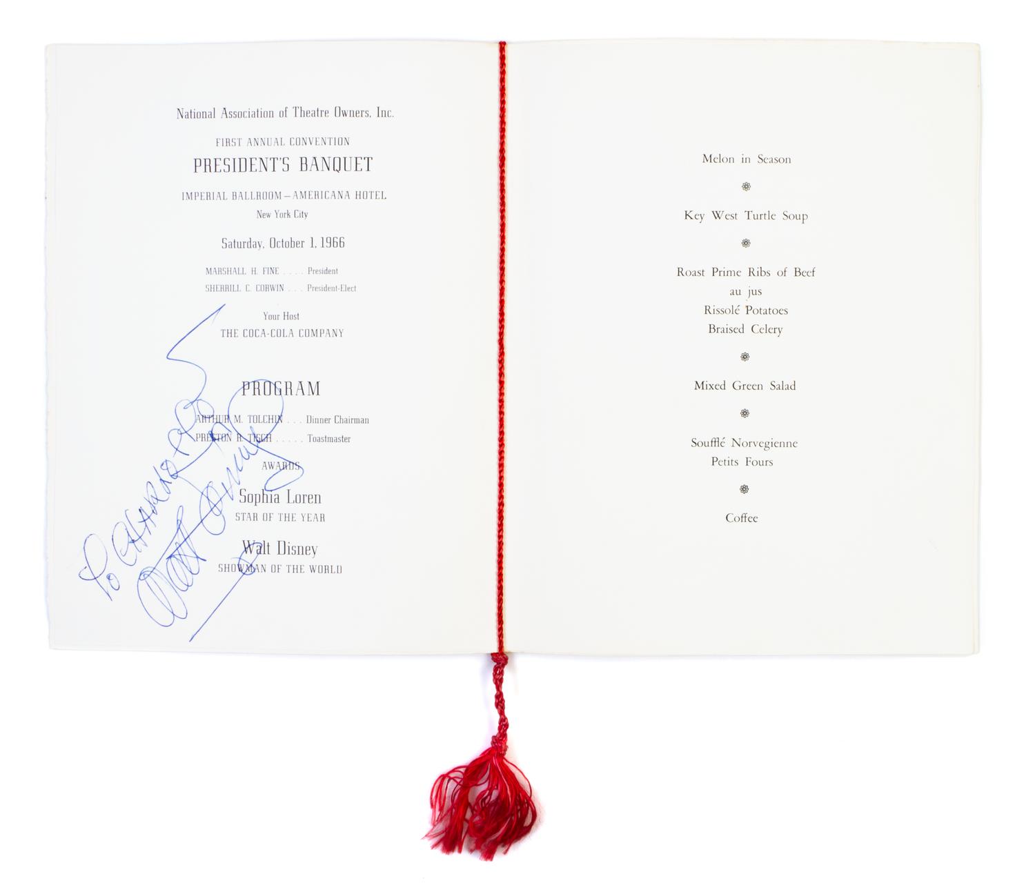 (WALT DISNEY) Autographed document inscribed and signed ("Walt Disney"), two pages, October 1, 1966.