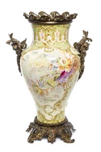 A Royal Bonn Gilt Metal Mounted Ceramic Vase Height 20 5/8 inches. — EARLY 20TH CENTURY
