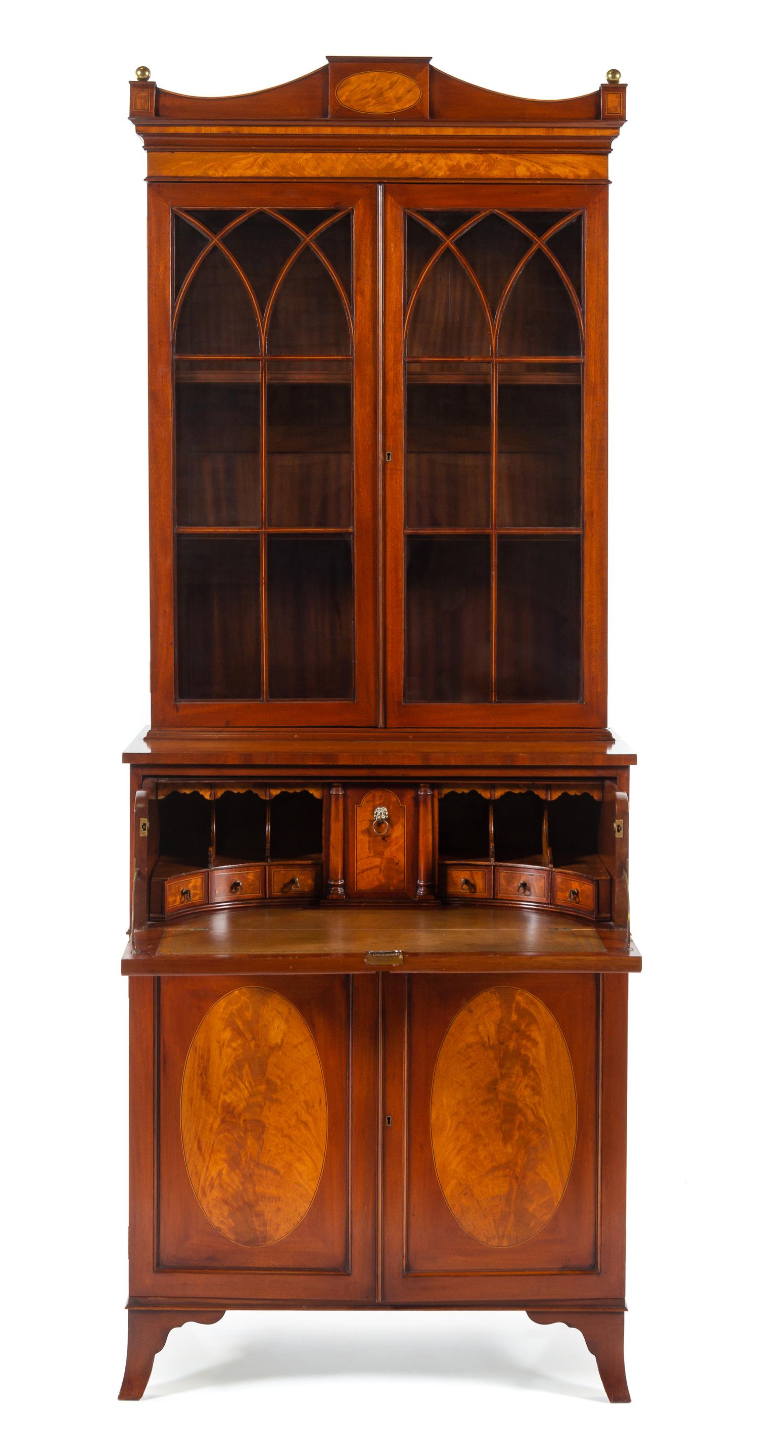 A Federal Style Mahogany Secretary Bookcase Height 82 x width 30 x depth 16 1/2 inches. — LATE 19TH/EARLY 20TH CENTURY