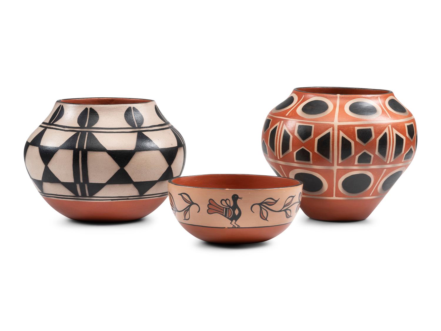 Kewa Pottery Jars and Bowl