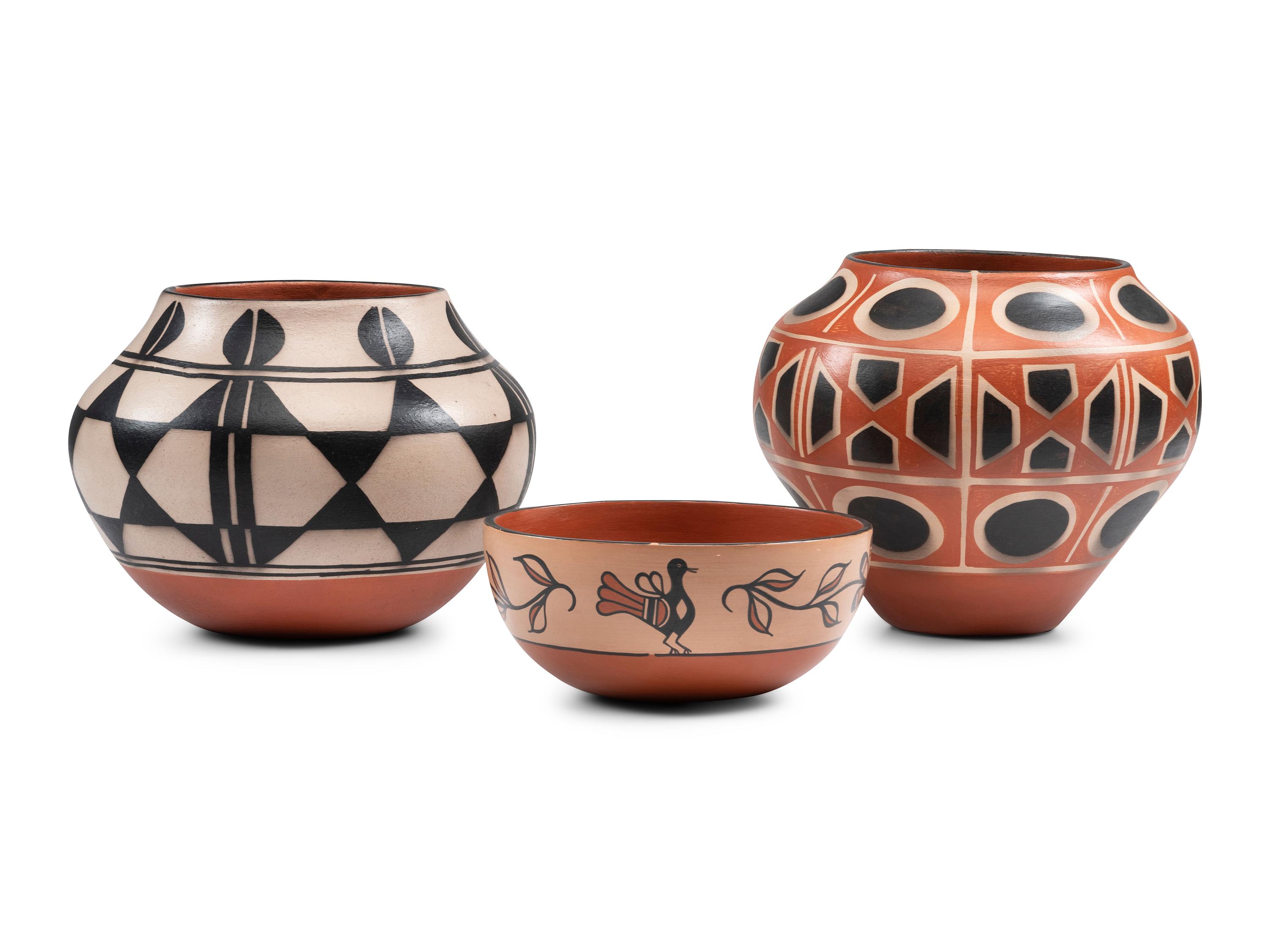 Kewa Pottery Jars and Bowl