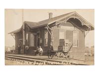 [RAILROADS]. Over 120 RPPCs & photographs of railroad stations, train depots, and roundhouses.