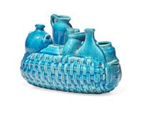 Edmond Lachenal (French, 1855-1948), A Turquoise Glazed Stoneware Panier, Paris, France, circa 1900