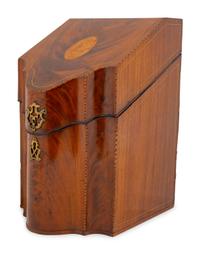 A George III Style Inlaid Mahogany Knife Box — LATE 19TH CENTURY/ EARLY 20TH CENTURY